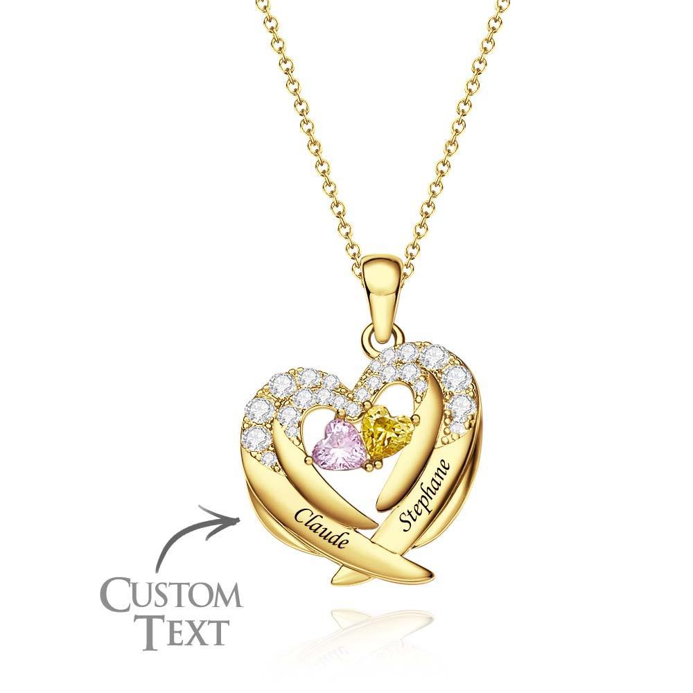 Collier Avec Pierre De Naissance À Graver, Magnifiques Ailes, Cadeaux Pour Femmes - votrecollierprenomfr