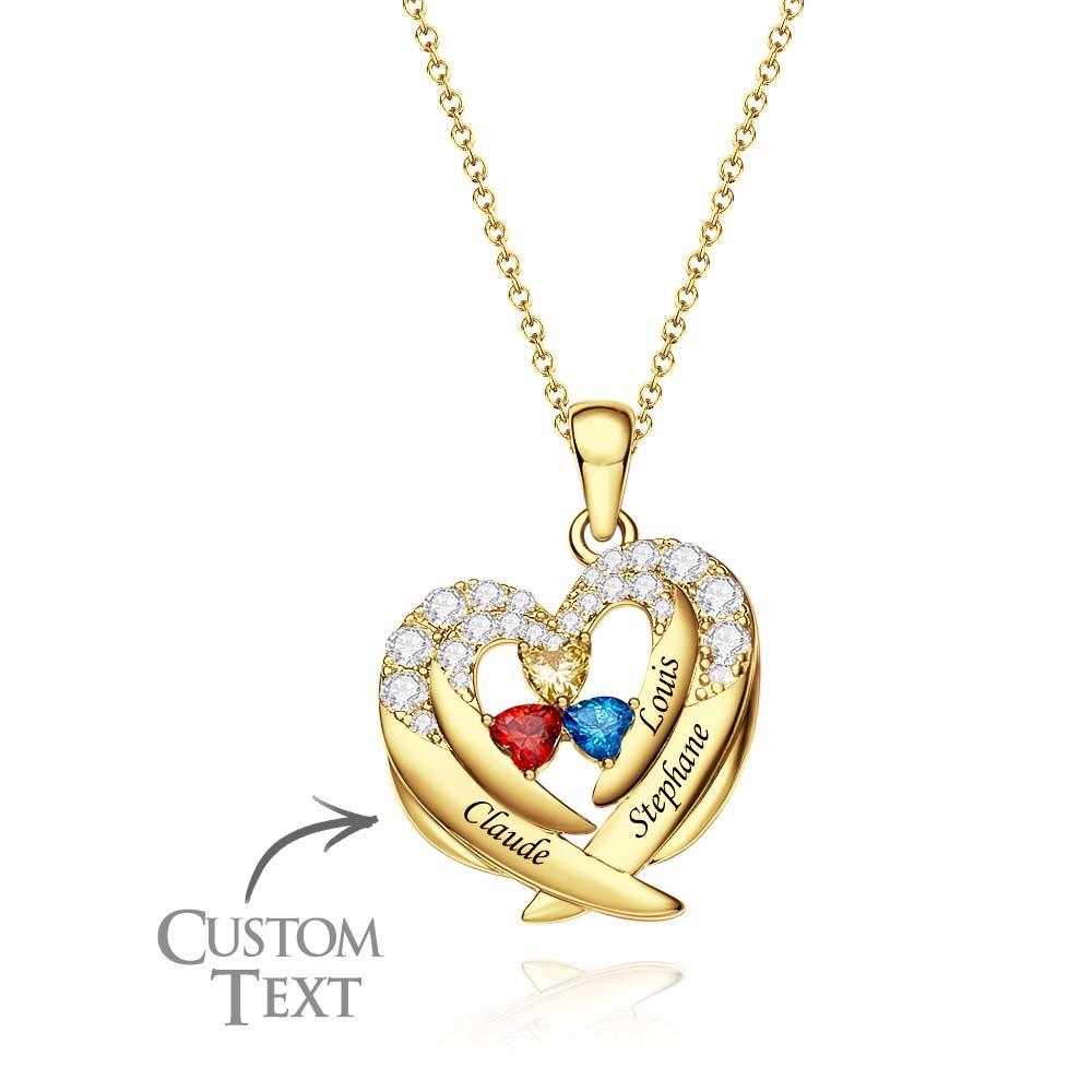 Collier Avec Pierre De Naissance À Graver, Magnifiques Ailes, Cadeaux Pour Femmes - votrecollierprenomfr