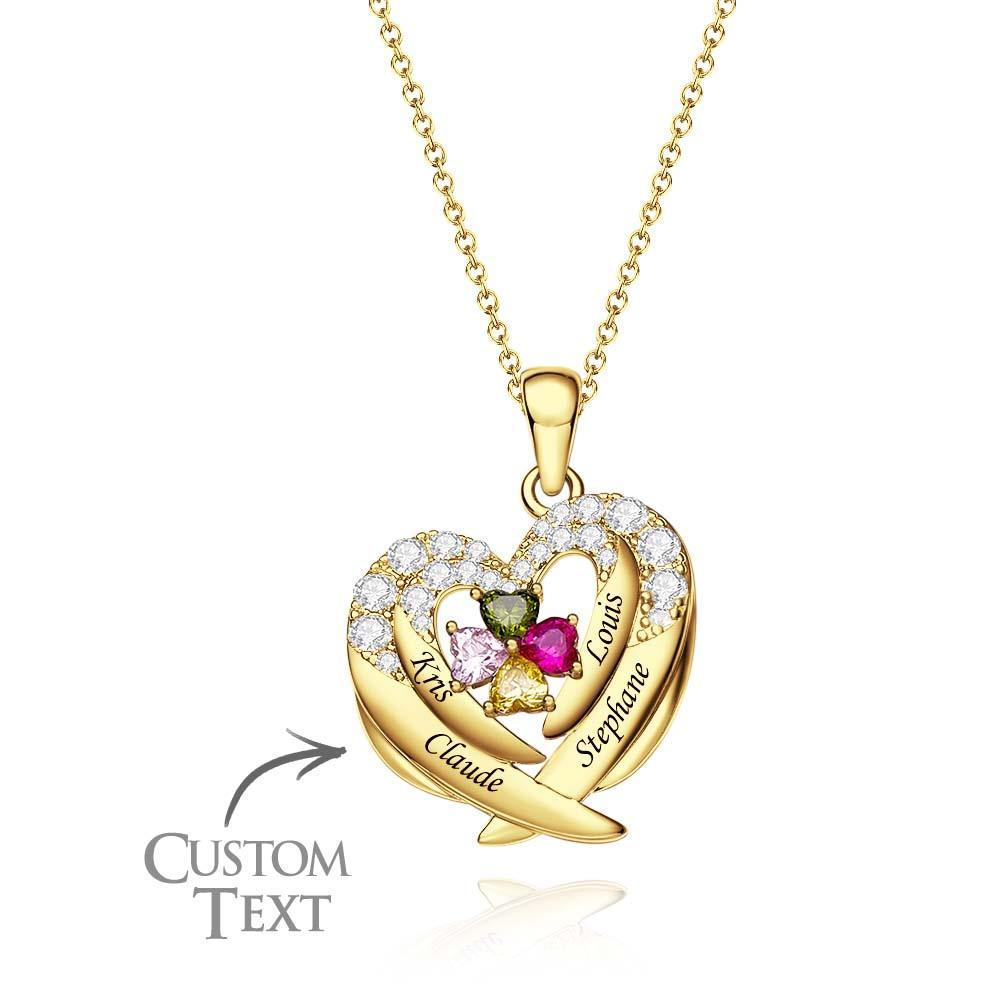Collier Avec Pierre De Naissance À Graver, Magnifiques Ailes, Cadeaux Pour Femmes - votrecollierprenomfr
