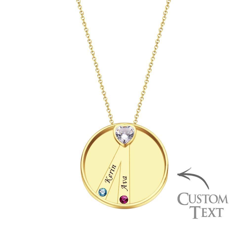 Collier Avec Pierre De Naissance Gravable, Charmant Pendentif Circulaire, Bijoux Cadeaux Pour Femmes - votrecollierprenomfr