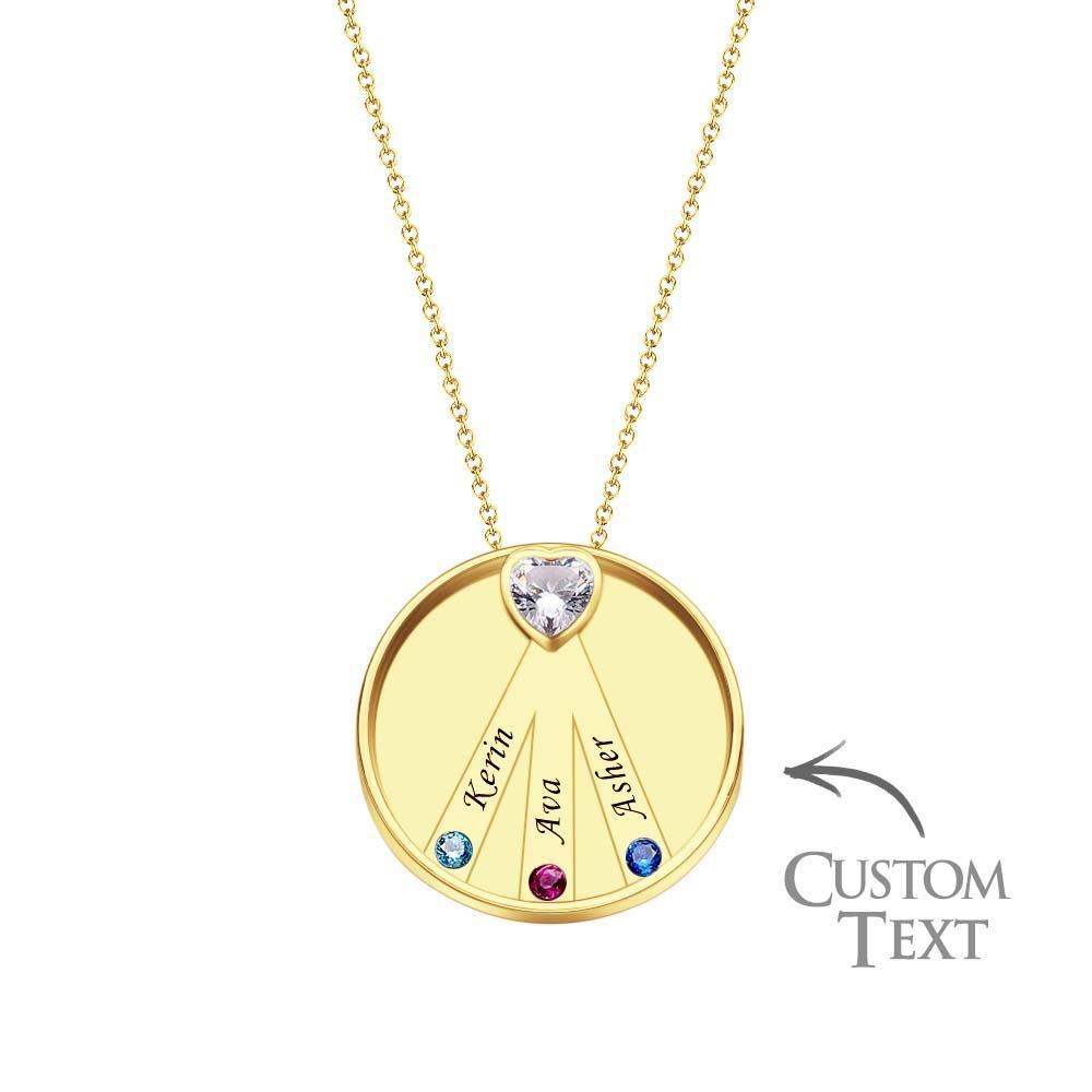 Collier Avec Pierre De Naissance Gravable, Charmant Pendentif Circulaire, Bijoux Cadeaux Pour Femmes - votrecollierprenomfr
