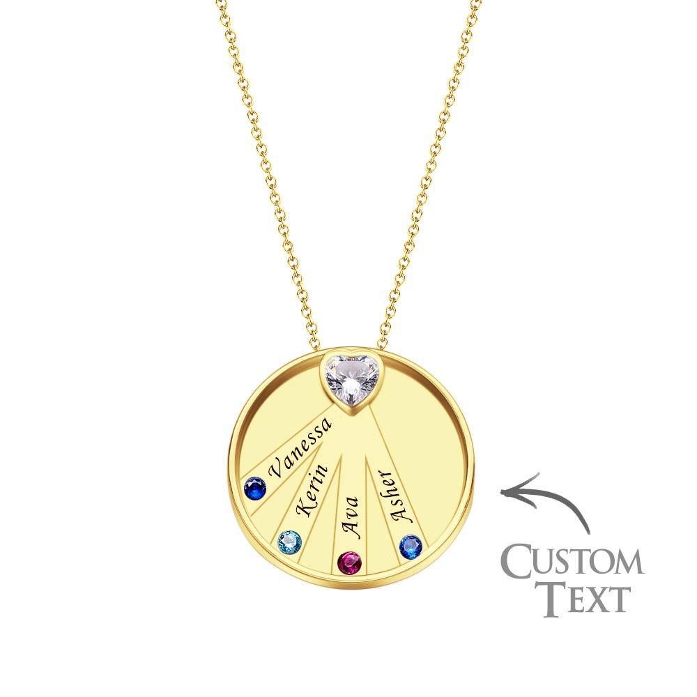 Collier Avec Pierre De Naissance Gravable, Charmant Pendentif Circulaire, Bijoux Cadeaux Pour Femmes - votrecollierprenomfr