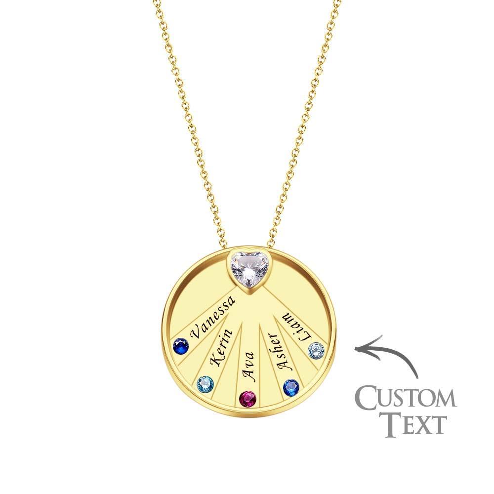 Collier Avec Pierre De Naissance Gravable, Charmant Pendentif Circulaire, Bijoux Cadeaux Pour Femmes - votrecollierprenomfr