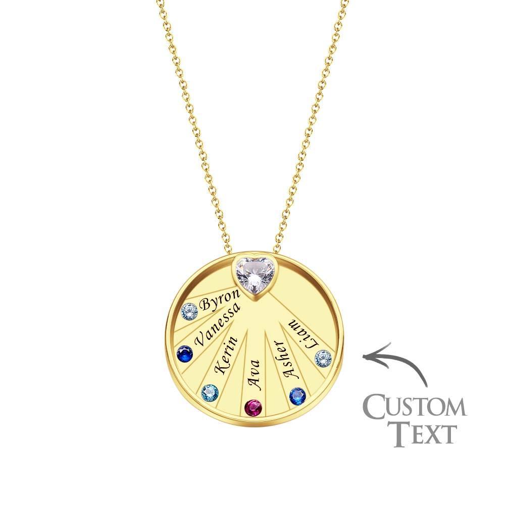 Collier Avec Pierre De Naissance Gravable, Charmant Pendentif Circulaire, Bijoux Cadeaux Pour Femmes - votrecollierprenomfr