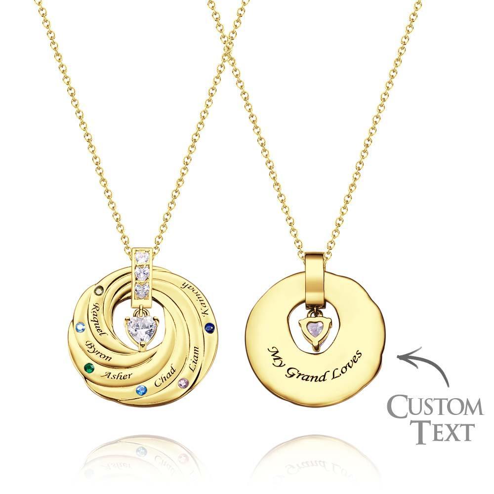 Collier Élégant Avec Pierre De Naissance Avec Pendentif Cercle De Texte, Cadeaux Pour Femmes - votrecollierprenomfr