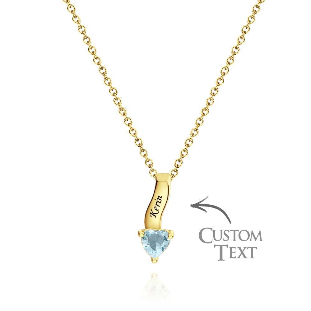 Collier Personnalisé Avec Pierre De Naissance En Forme De Cœur, Collier Noble Gravé Personnalisé Pour Femmes - votrecollierprenomfr