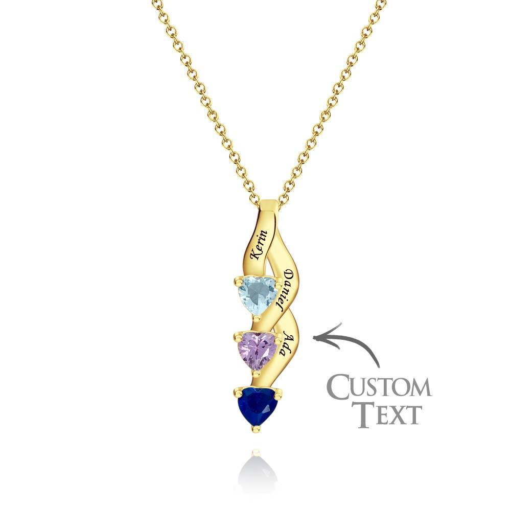Collier Personnalisé Avec Pierre De Naissance En Forme De Cœur, Collier Noble Gravé Personnalisé Pour Femmes - votrecollierprenomfr