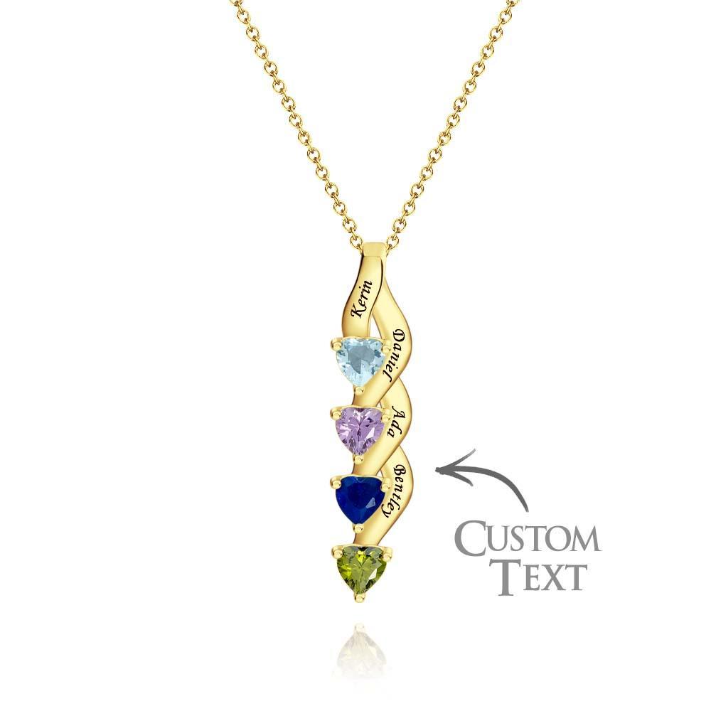 Collier Personnalisé Avec Pierre De Naissance En Forme De Cœur, Collier Noble Gravé Personnalisé Pour Femmes - votrecollierprenomfr