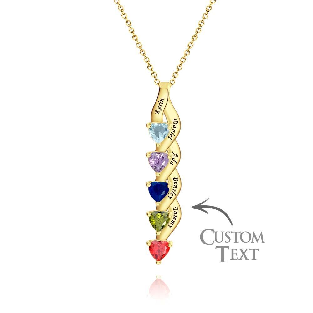 Collier Personnalisé Avec Pierre De Naissance En Forme De Cœur, Collier Noble Gravé Personnalisé Pour Femmes - votrecollierprenomfr