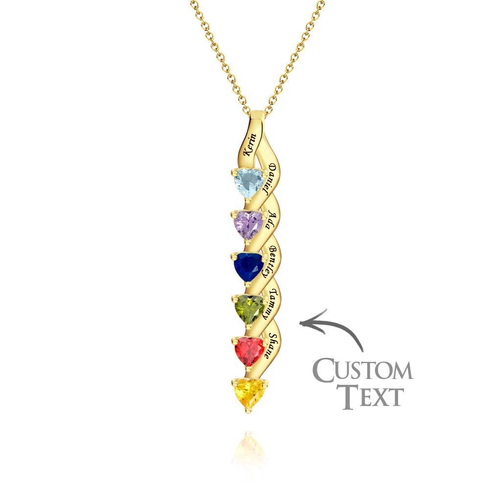 Collier Personnalisé Avec Pierre De Naissance En Forme De Cœur, Collier Noble Gravé Personnalisé Pour Femmes - votrecollierprenomfr