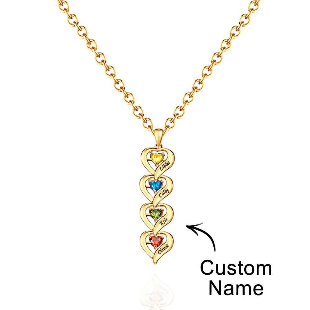 Collier Personnalisé Avec Pierre De Naissance En Forme De Cœur, Quantité Facultative, Bijoux À La Mode, Cadeaux Pour Elle - votrecollierprenomfr