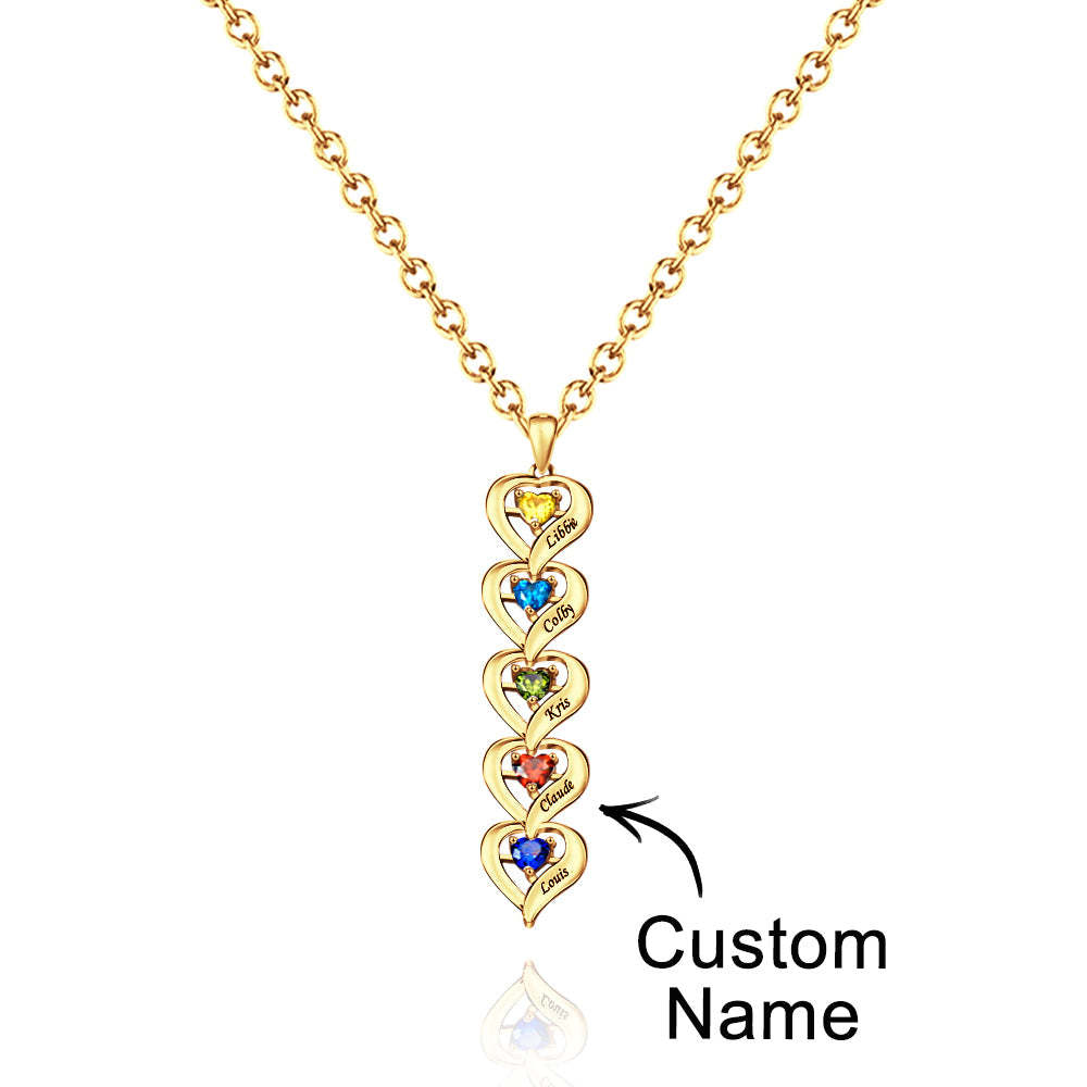 Collier Personnalisé Avec Pierre De Naissance En Forme De Cœur, Quantité Facultative, Bijoux À La Mode, Cadeaux Pour Elle - votrecollierprenomfr