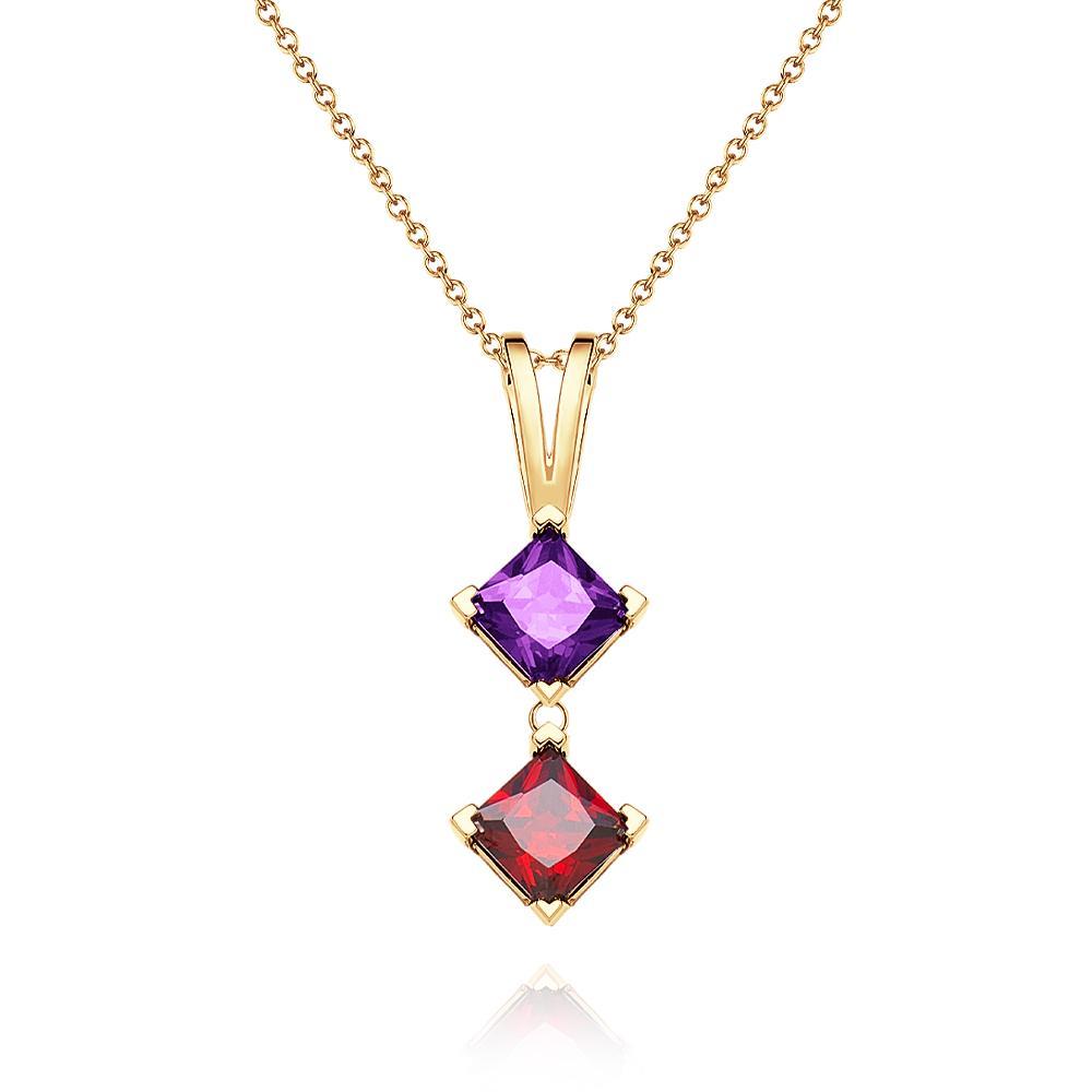 Bijoux Pendentif Colorés Personnalisés Avec Pierre De Naissance Rhomboïde Pour Elle - votrecollierprenomfr
