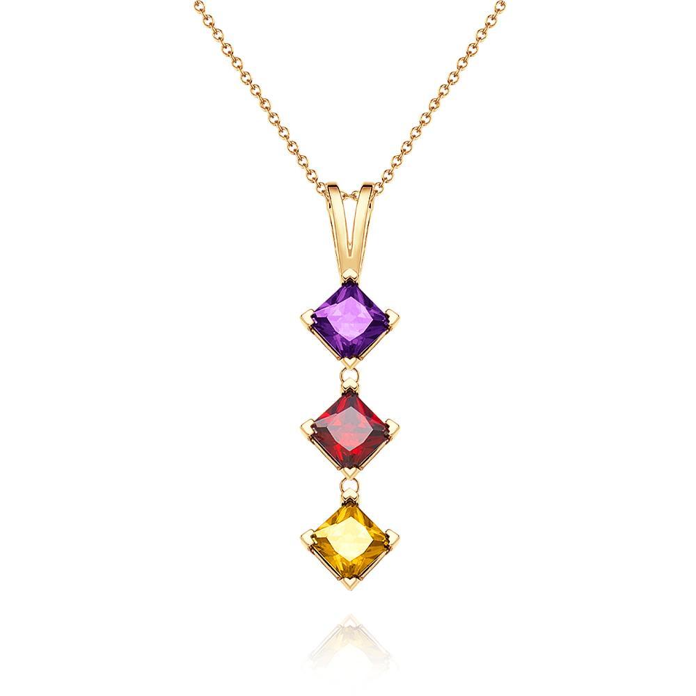 Bijoux Pendentif Colorés Personnalisés Avec Pierre De Naissance Rhomboïde Pour Elle - votrecollierprenomfr