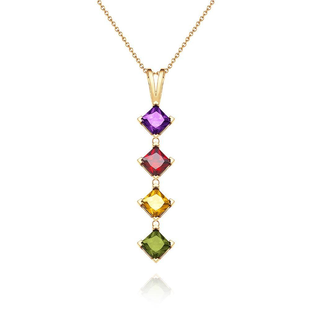 Bijoux Pendentif Colorés Personnalisés Avec Pierre De Naissance Rhomboïde Pour Elle - votrecollierprenomfr