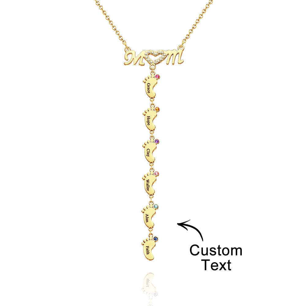 Collier Pour Mère Avec Petit Nom Personnalisé Et Breloques Avec Pierre De Naissance Pour Pied De Bébé - votrecollierprenomfr