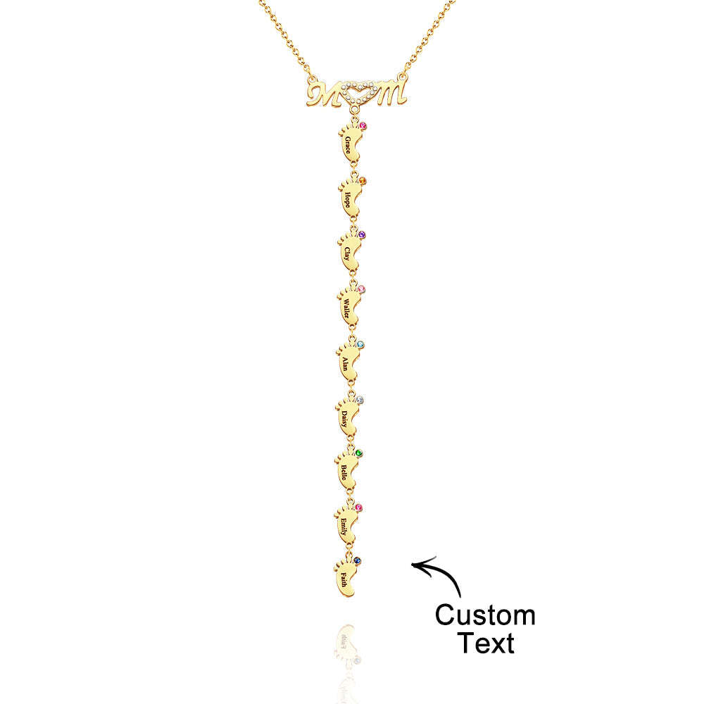 Collier Pour Mère Avec Petit Nom Personnalisé Et Breloques Avec Pierre De Naissance Pour Pied De Bébé - votrecollierprenomfr