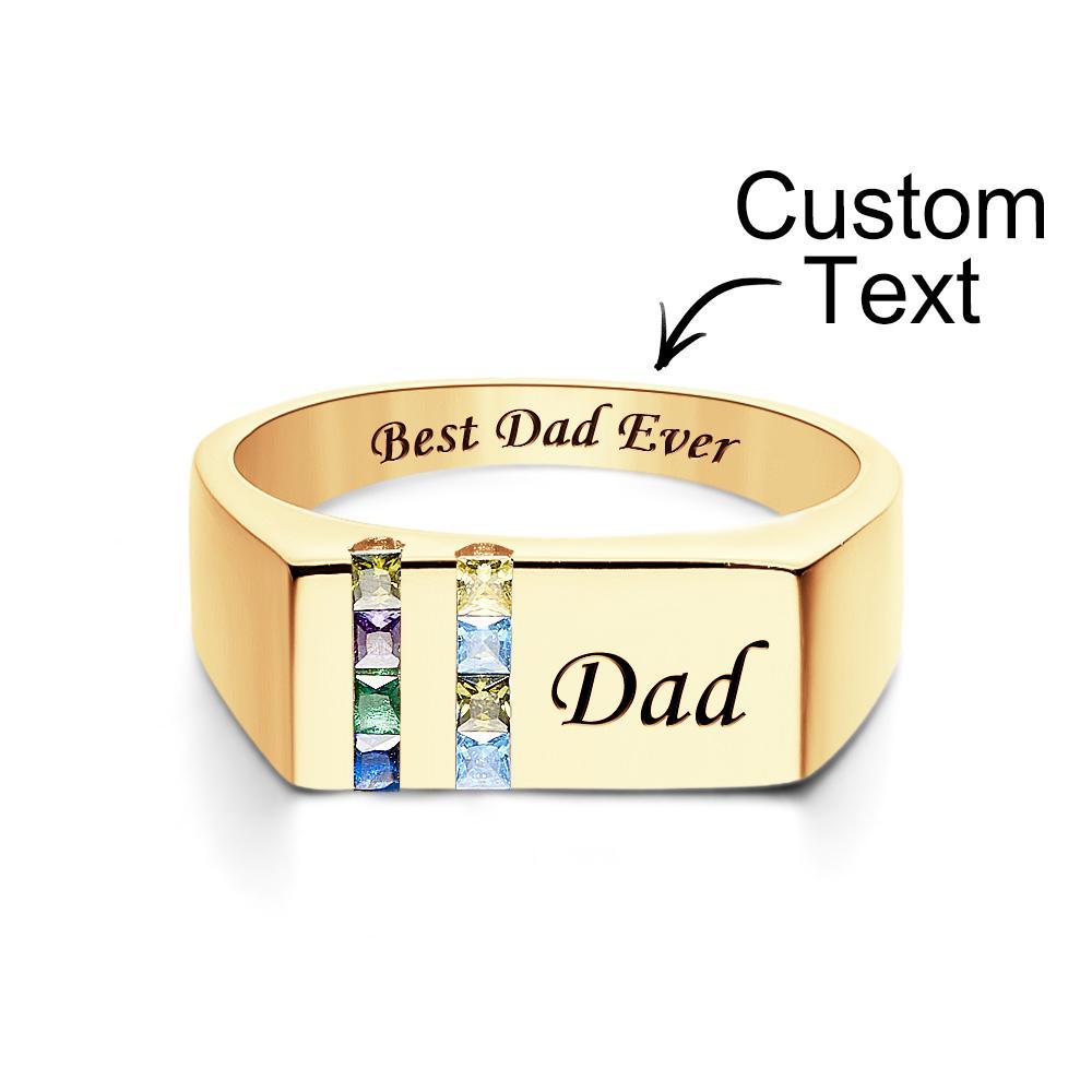 Bague Avec Pierre De Naissance Avec Texte Personnalisé, Plaquée Or 18 Carats, Cadeau Personnalisé Pour Elle - votrecollierprenomfr