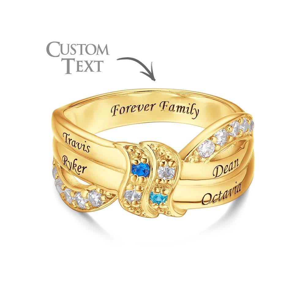 Bague Avec Pierre De Naissance Avec Nom Et Texte Personnalisés, Plaquée Or 18 Carats, Cadeau Personnalisé Pour Elle - votrecollierprenomfr