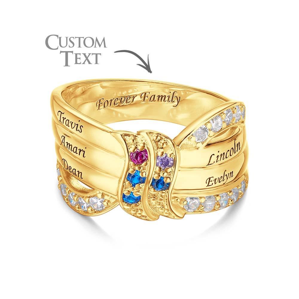 Bague Avec Pierre De Naissance Avec Nom Et Texte Personnalisés, Plaquée Or 18 Carats, Cadeau Personnalisé Pour Elle - votrecollierprenomfr