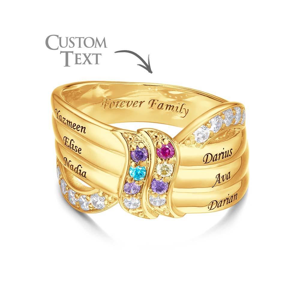 Bague Avec Pierre De Naissance Avec Nom Et Texte Personnalisés, Plaquée Or 18 Carats, Cadeau Personnalisé Pour Elle - votrecollierprenomfr