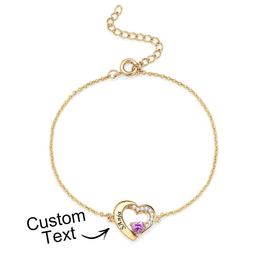 Bracelet Gravé De Pierre De Naissance De Mode, Bracelet Réglable De Fleur Personnalisé Pour Elle - votrecollierprenomfr
