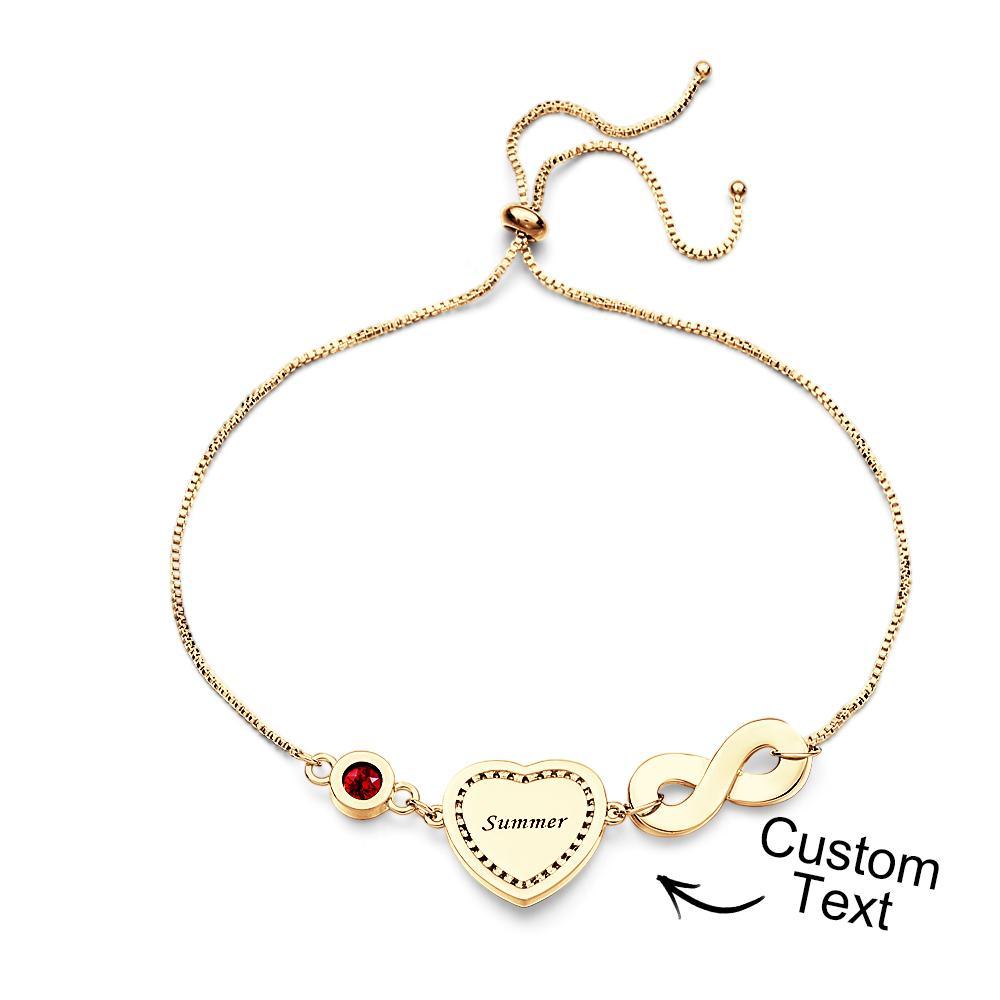 Bracelet Avec Pierre De Naissance Avec Photo Personnalisée, Avec Texte Réglable, Cadeaux Pour Femmes - votrecollierprenomfr