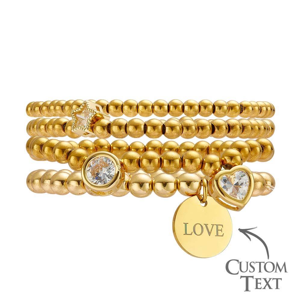 Bracelet Gravé Avec Pierre De Naissance Personnalisée, Style Bohème, Cadeau De Fête Des Mères - votrecollierprenomfr