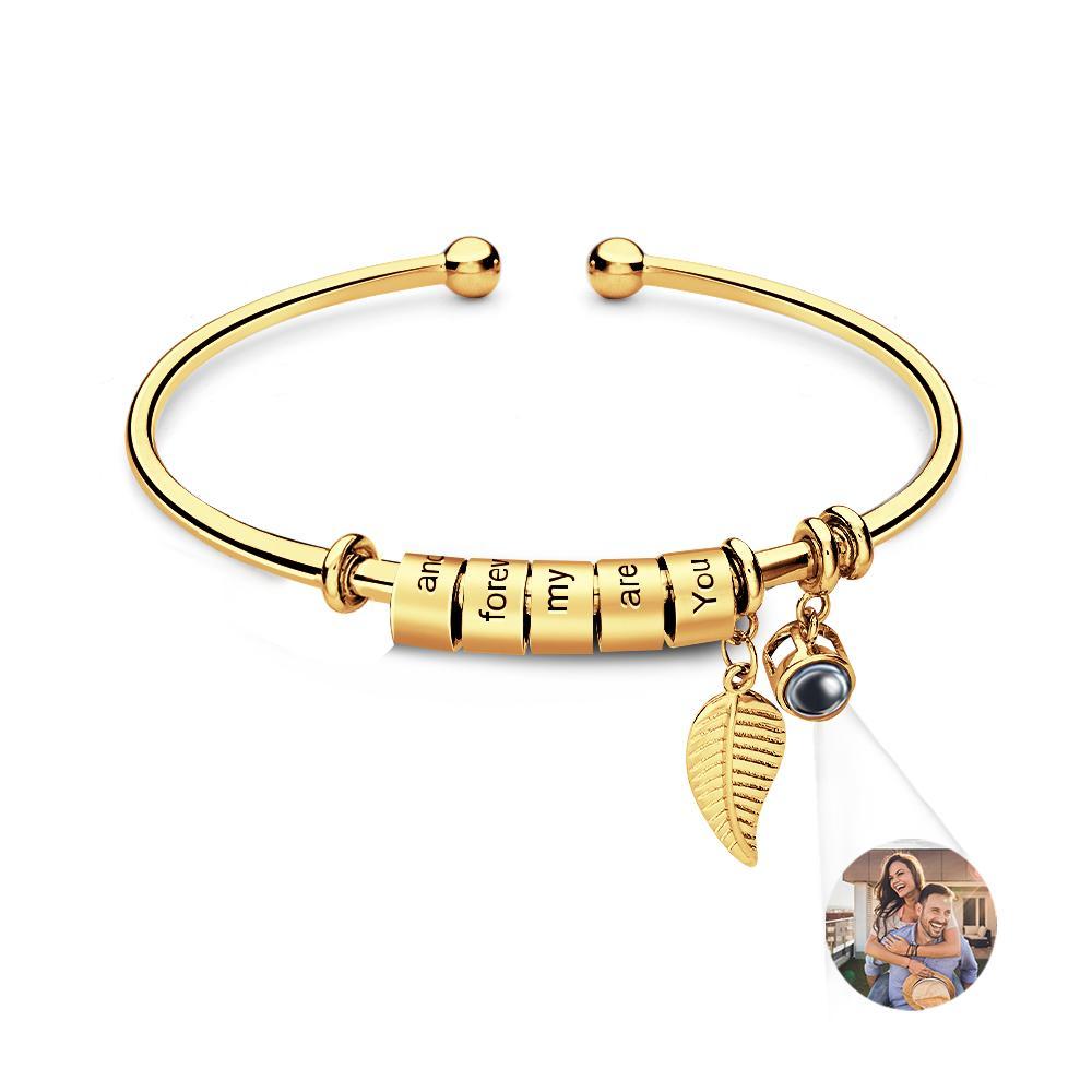 Bracelet De Projection De Photo Personnalisé, Nombre Personnalisé De Perles À Graver En Option, Bijoux Cadeau Pour La Famille - votrecollierprenomfr