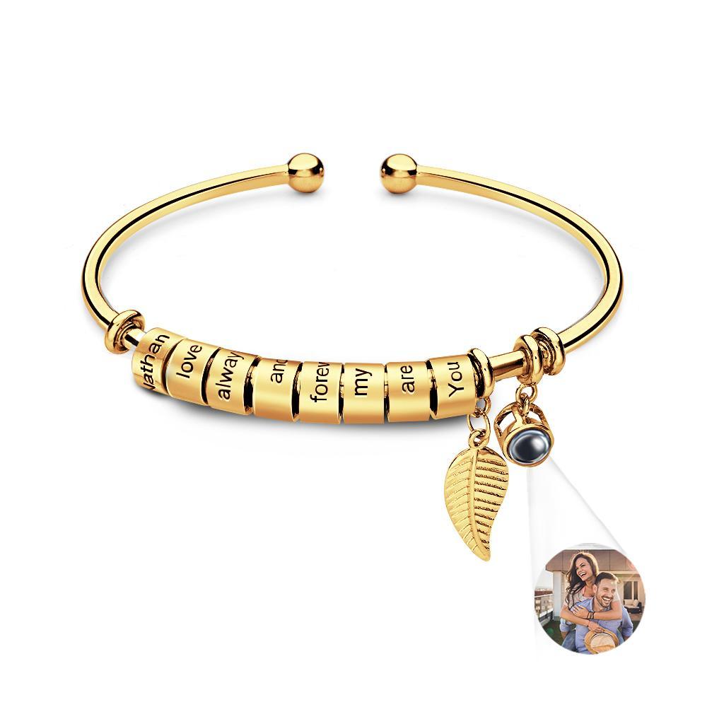Bracelet De Projection De Photo Personnalisé, Nombre Personnalisé De Perles À Graver En Option, Bijoux Cadeau Pour La Famille - votrecollierprenomfr
