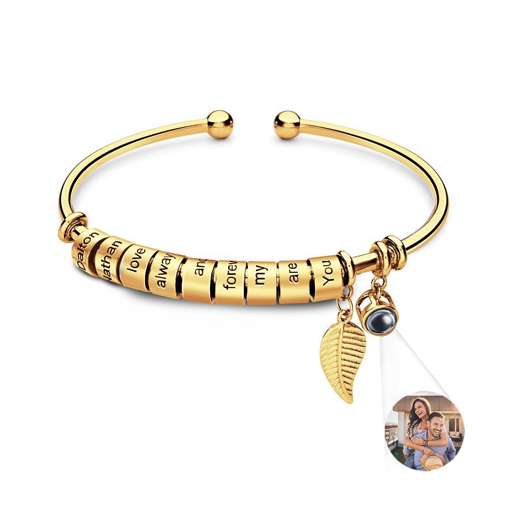 Bracelet De Projection De Photo Personnalisé, Nombre Personnalisé De Perles À Graver En Option, Bijoux Cadeau Pour La Famille - votrecollierprenomfr