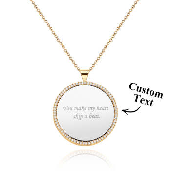 Collier Miroir Gravable, Pendentif Élégant En Ziron, Bijoux Cadeaux Pour Femmes - votrecollierprenomfr