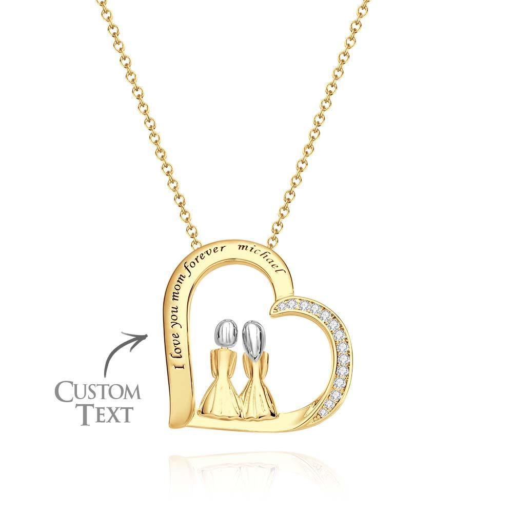 Collier En Zircon Gravable, Deux Filles Assises Ensemble, Collier Décontracté Pour Amis - votrecollierprenomfr