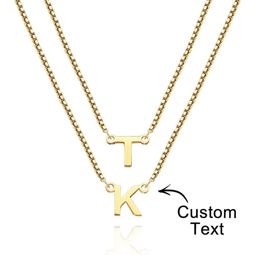 Collier Avec Nom À Double Chaîne, Collier Avec Lettres Personnalisées, Cadeau Initial, Cadeau Pour Femmes - votrecollierprenomfr