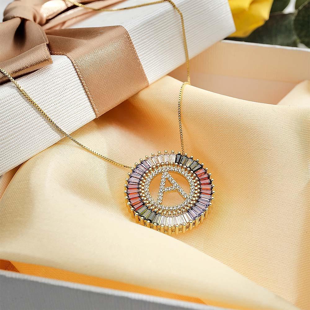 Collier De Diamant Avec Lettre Initiale Personnalisée, Collier Hip Hop Coloré Sunburst Pour Lui - votrecollierprenomfr