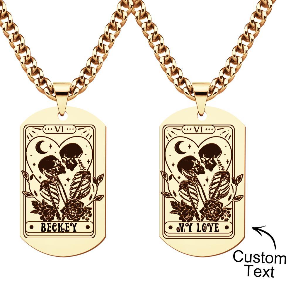 Collier Gravé Personnalisé En Acier Inoxydable, Cadeau Pour Couple - votrecollierprenomfr