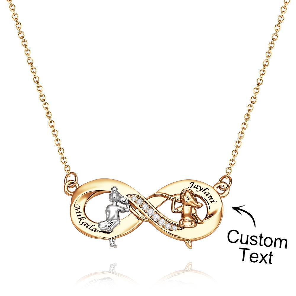 Collier En Zircon Gravé Personnalisé, Deux Filles Assises, Collier De Loisirs, Cadeaux Pour Amis - votrecollierprenomfr