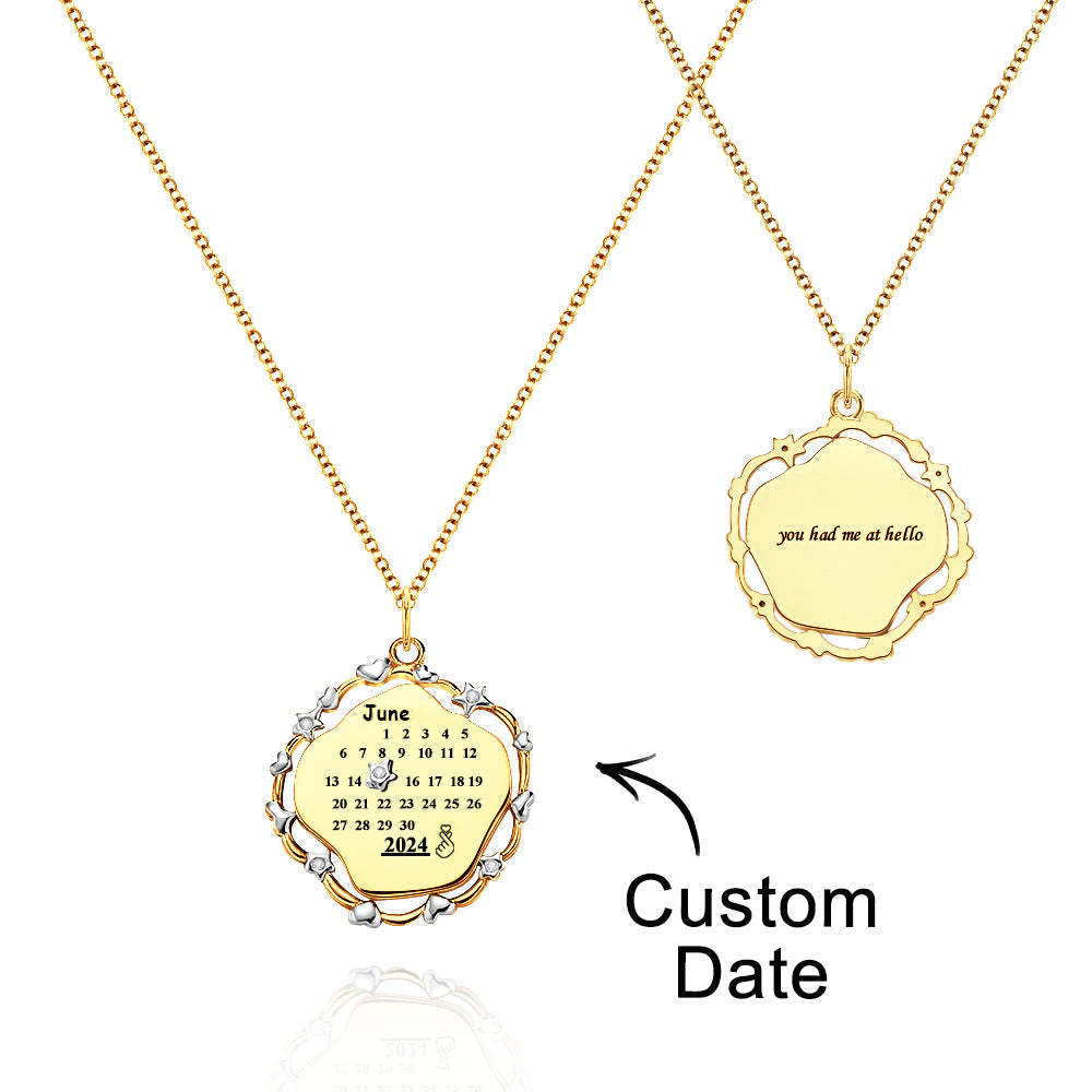 Collier Calendrier Personnalisé, Cadeau D'amour Commémoratif Créatif - votrecollierprenomfr