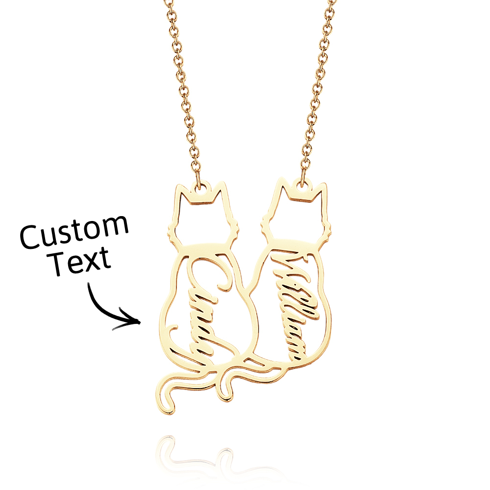 Collier Chat Personnalisé Avec Nom De Chat Porte-bonheur Gravé - Cadeau Pour Elle - votrecollierprenomfr