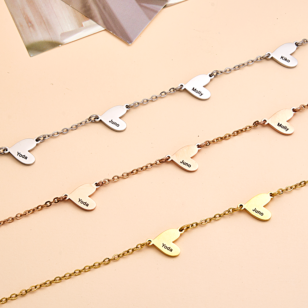 Collier Personnalisé Avec Plusieurs Noms En Forme De Cœur - Cadeau De Famille - votrecollierprenomfr
