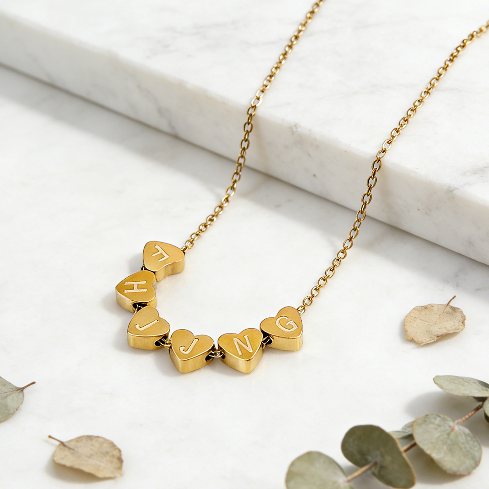 Collier Cœur Initiales Personnalisé - Collier Cœur Initiales Pour Couple - Collier Initiales Pour Famille Ou Amoureux - Cadeau Pour Elle - votrecollierprenomfr