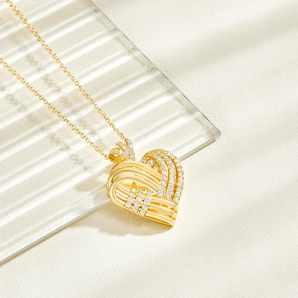 Woven Together Personnalisé Coeur Collier Personnalisé Gravé Pendentif Cadeaux Pour Elle - votrecollierprenomfr