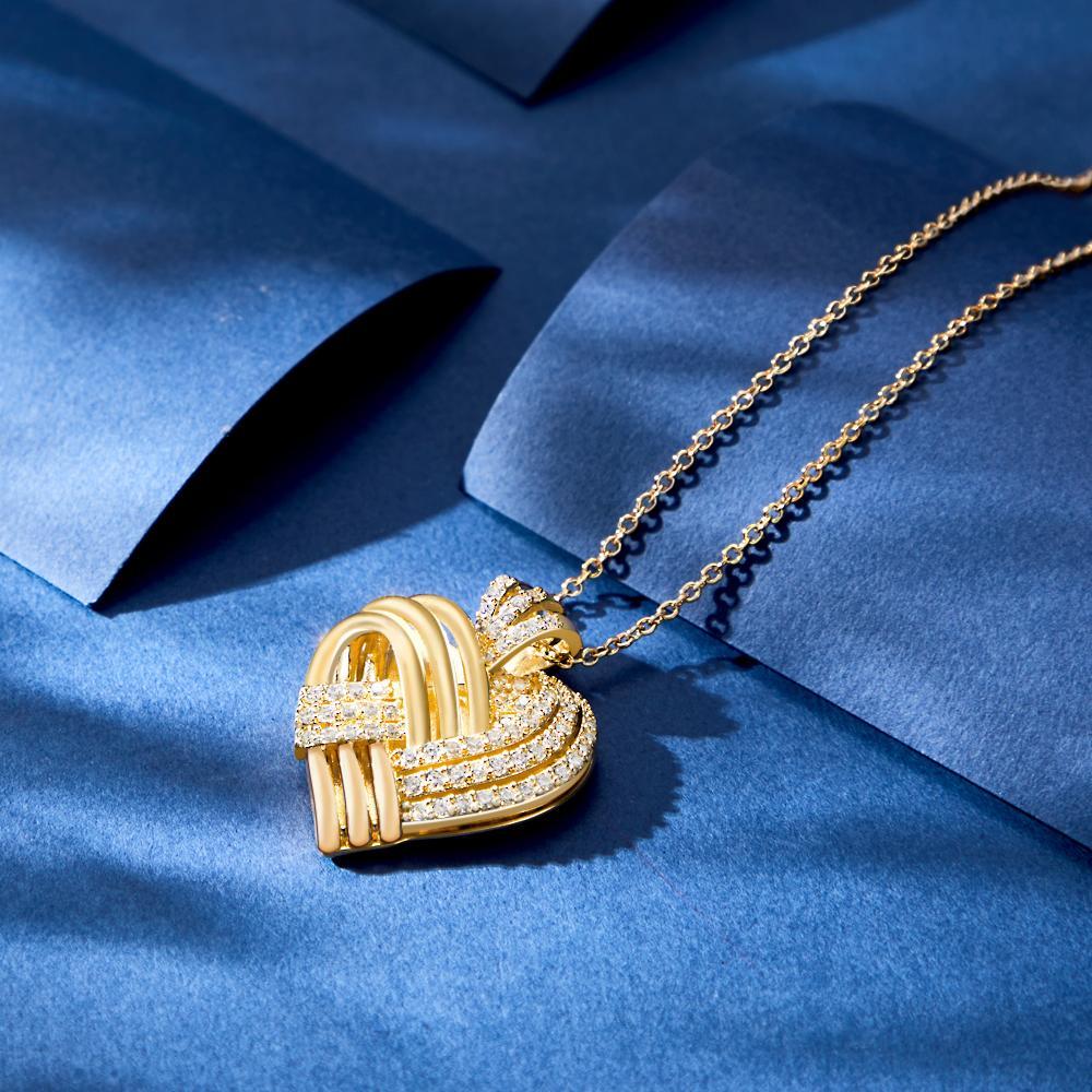 Woven Together Personnalisé Coeur Collier Personnalisé Gravé Pendentif Cadeaux Pour Elle - votrecollierprenomfr
