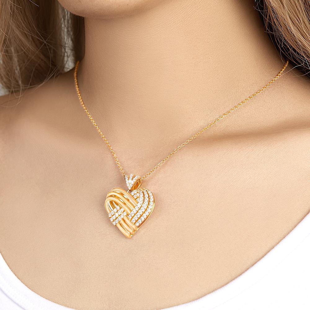 Woven Together Personnalisé Coeur Collier Personnalisé Gravé Pendentif Cadeaux Pour Elle - votrecollierprenomfr