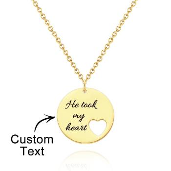Collier Coupe Coeur Personnalisé Pendentif Cercle Creux Coeur Gravé Personnalisé - votrecollierprenomfr