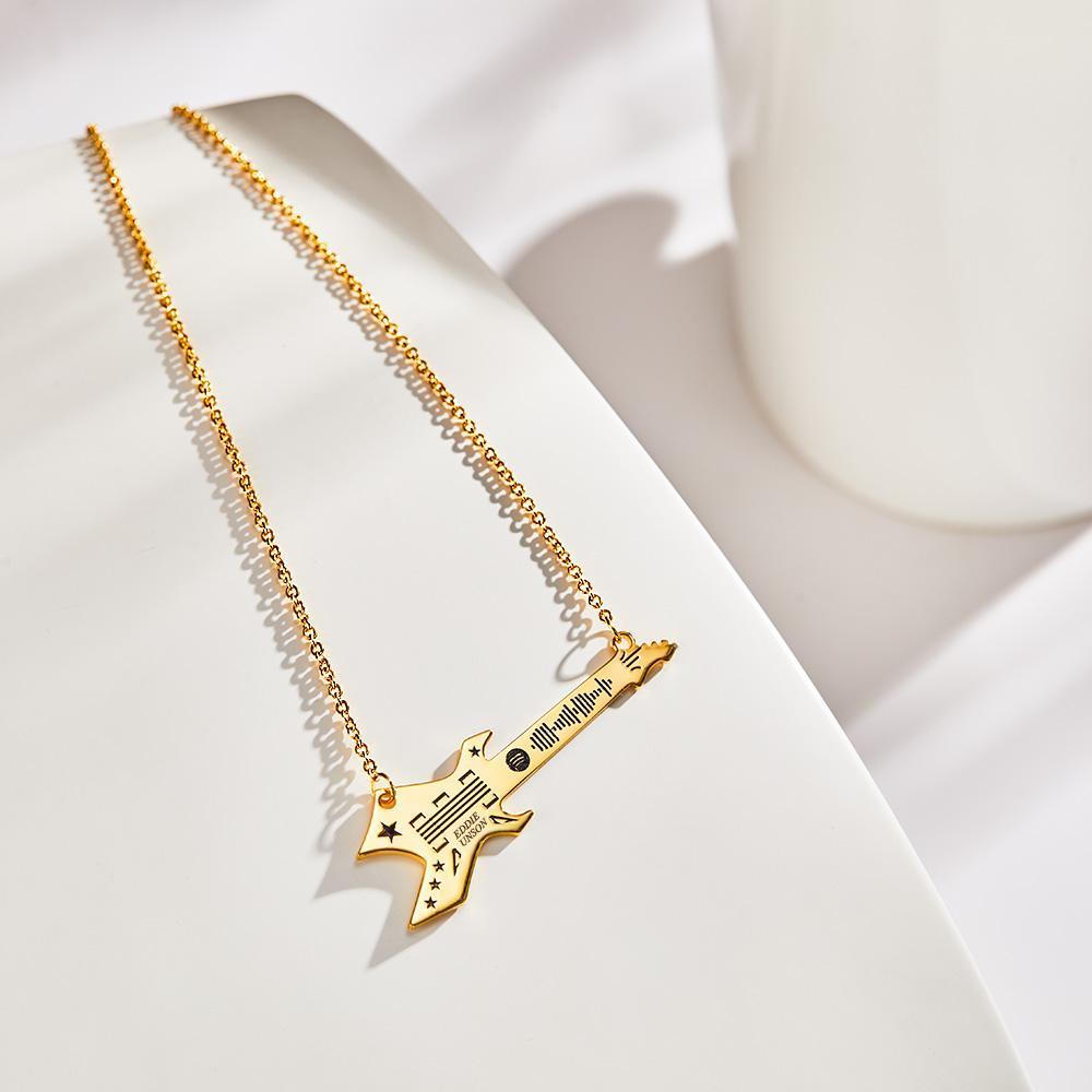 Code Spotify Scannable Collier En Forme De Guitare Gravé Personnalisé Musique Chanson Porte-clés Mémoire Cadeaux - votrecollierprenomfr
