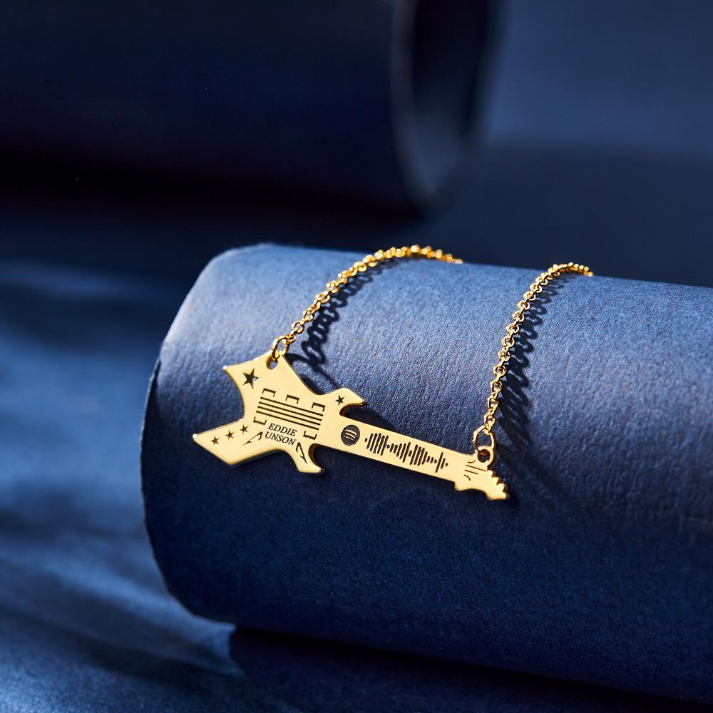 Code Spotify Scannable Collier En Forme De Guitare Gravé Personnalisé Musique Chanson Porte-clés Mémoire Cadeaux - votrecollierprenomfr