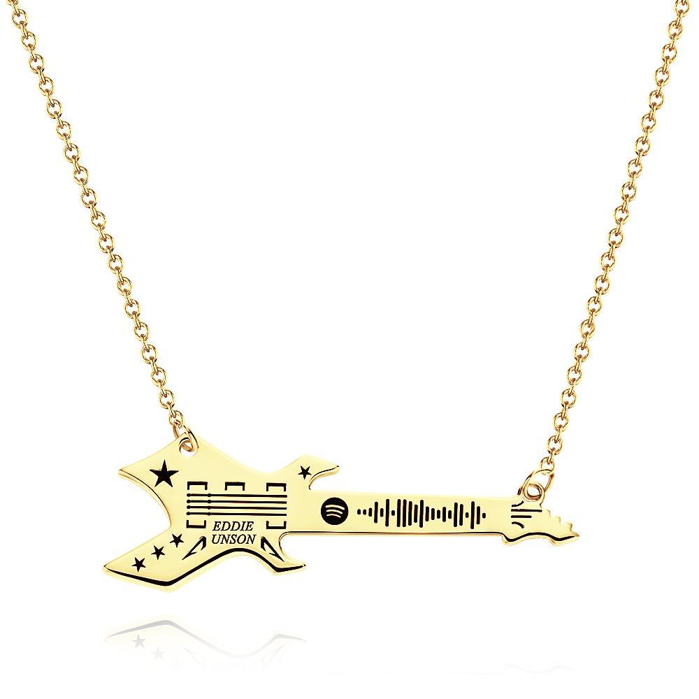 Code Spotify Scannable Collier En Forme De Guitare Gravé Personnalisé Musique Chanson Porte-clés Mémoire Cadeaux - votrecollierprenomfr