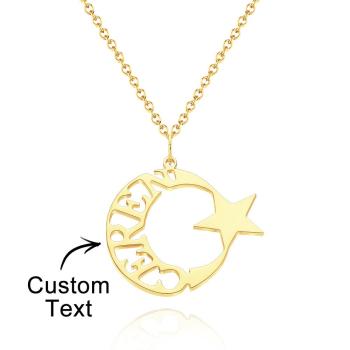 Collier Gravé Personnalisé Collier Pendentif Étoile Creuse Cadeau Pour Femme - votrecollierprenomfr