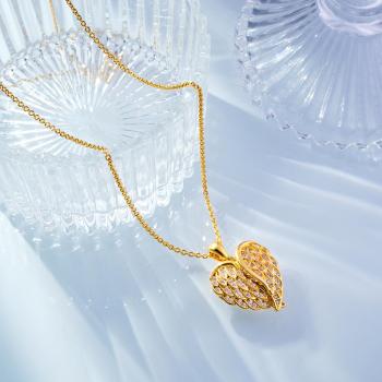 Collier Photo Personnalisé Gravé Ailes D'ange Cadeaux Diamants Délicats - votrecollierprenomfr